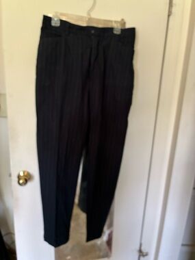 Black Pinstripe Dress Pants size 14. Inseam measures 31 7/8”